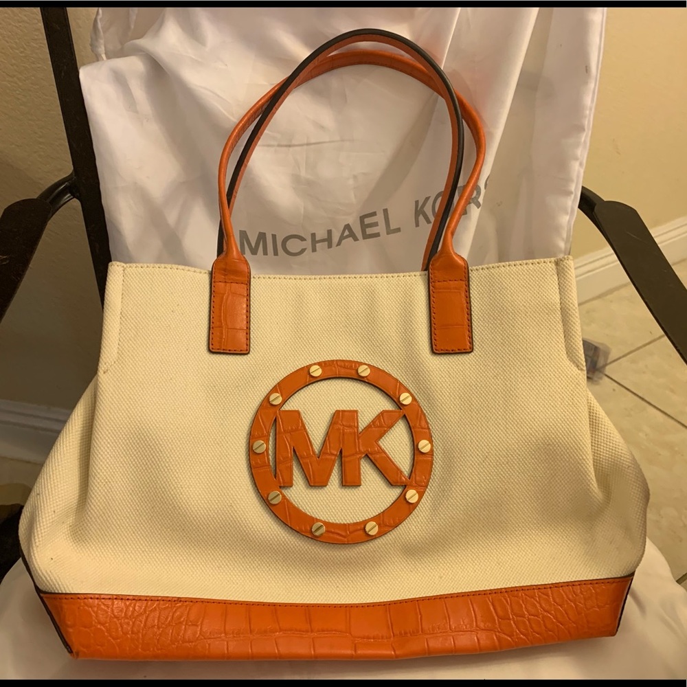 Vintage Michael Kors Orange 🍊 Croc 🐊 and Canvas - Picture 6 of 15
